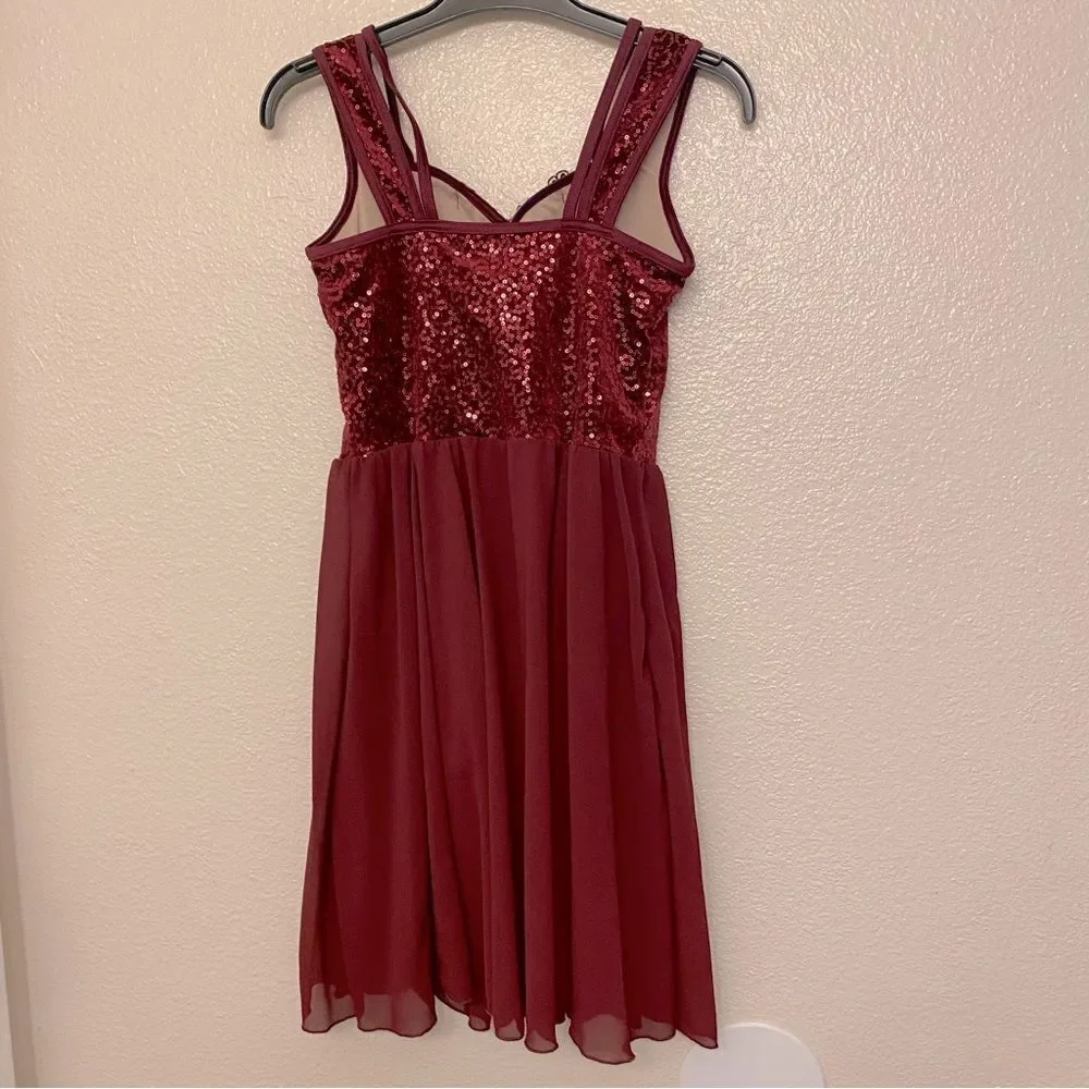WEISSMAN Dance burgundy velvet dress Costume Now I Know 14787 LC-large child